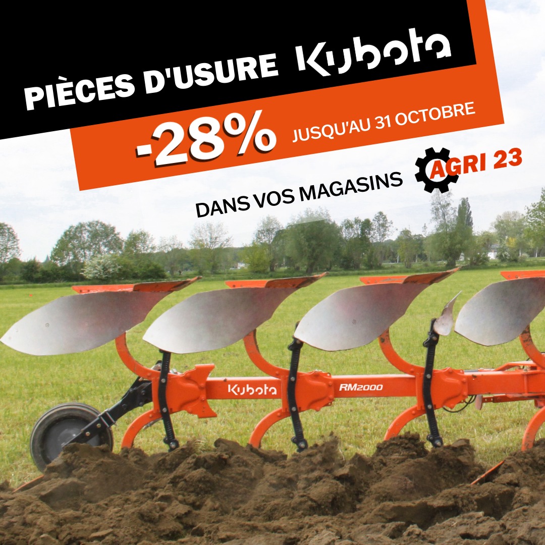 Pièces d’usure Kubota à -28% !