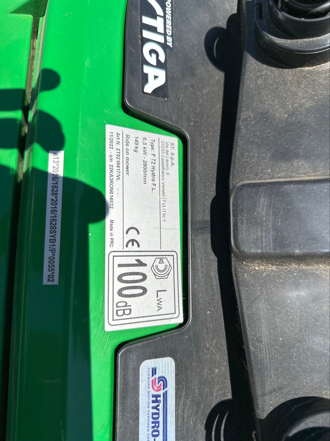 Tondeuse autoportée VERTS LOISIRS F 72 HYDRO